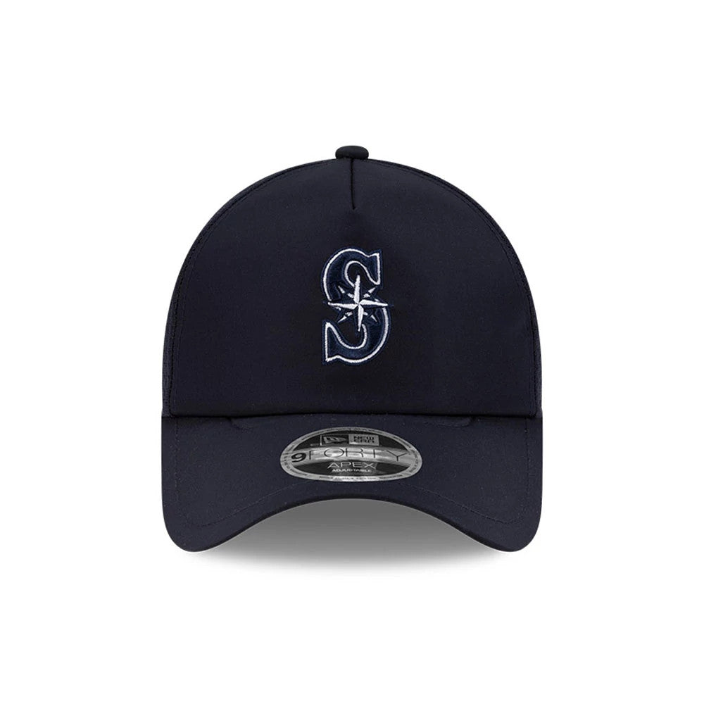 Pictured is this MLB Batting Practice 2026 Seattle Mariners 9FORTY Apex cap in navy. 2