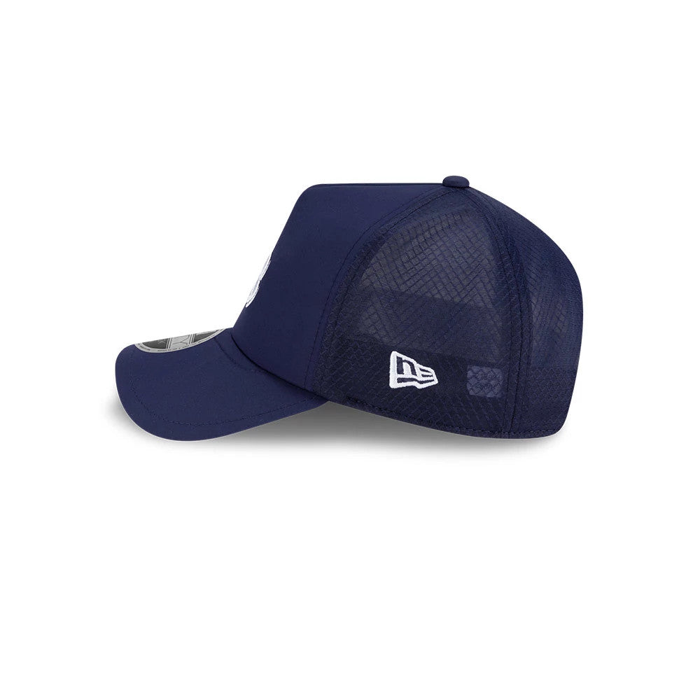 Pictured is this MLB Batting Practice 2026 Tampa Bay Rays 9FORTY Apex cap in navy. 5