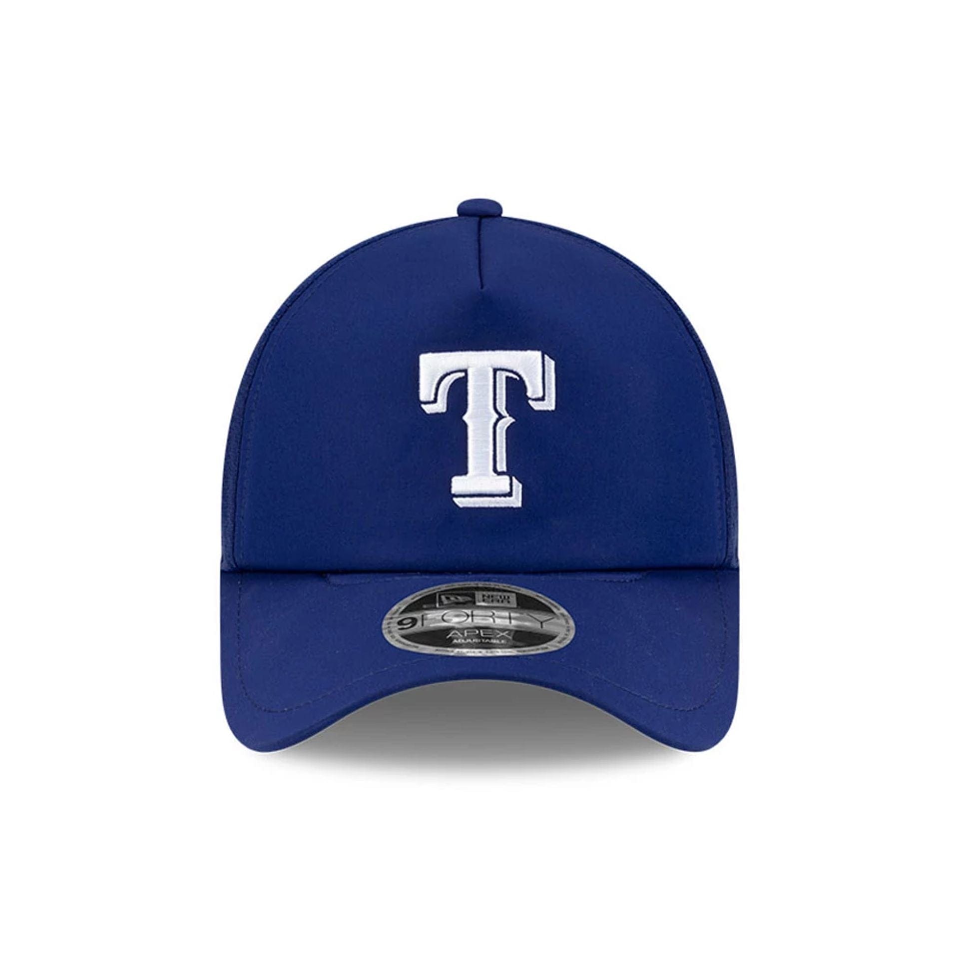 Pictured is this MLB Batting Practice 2026 Texas Rangers 9FORTY Apex cap in dark blue. 2