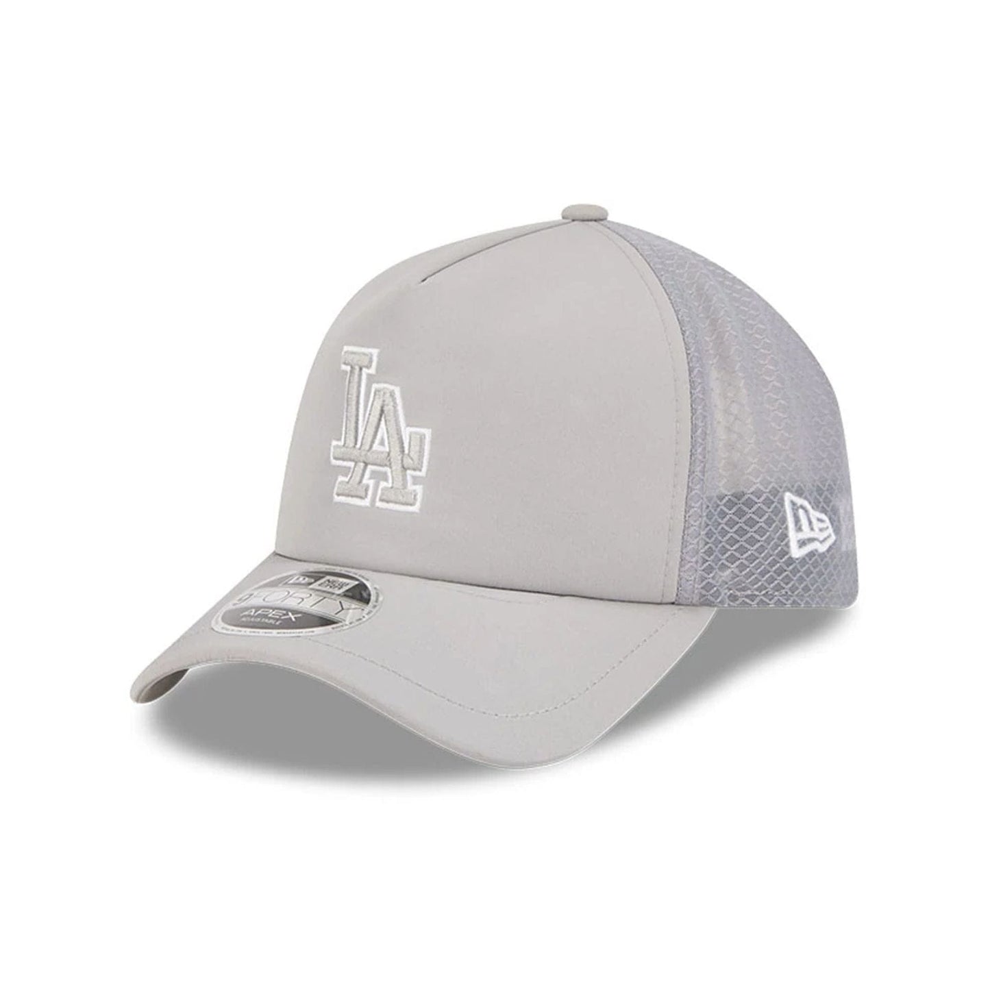 Pictured is this MLB Batting Practice 2026 LA Dodgers 9FORTY Apex cap in grey. 1