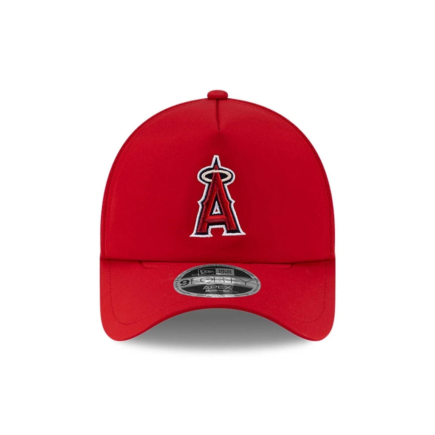 Pictured is this MLB Batting Practice 2026 LA Angels 9FORTY Apex cap in red. 2