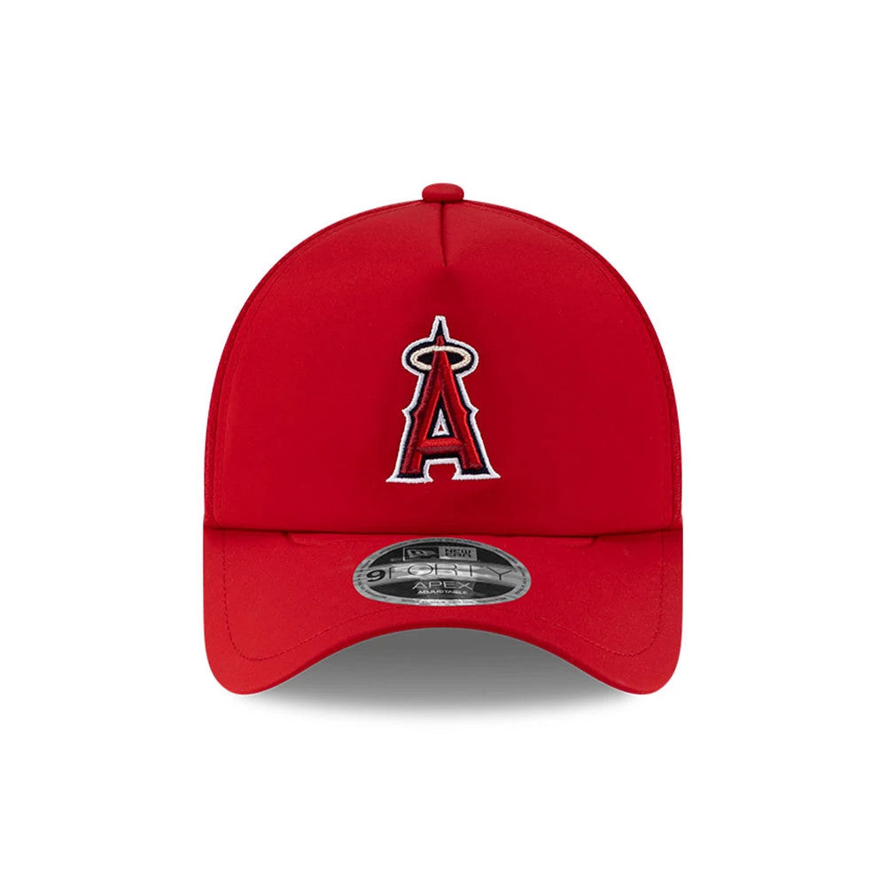 Pictured is this MLB Batting Practice 2026 LA Angels 9FORTY Apex cap in red. 2