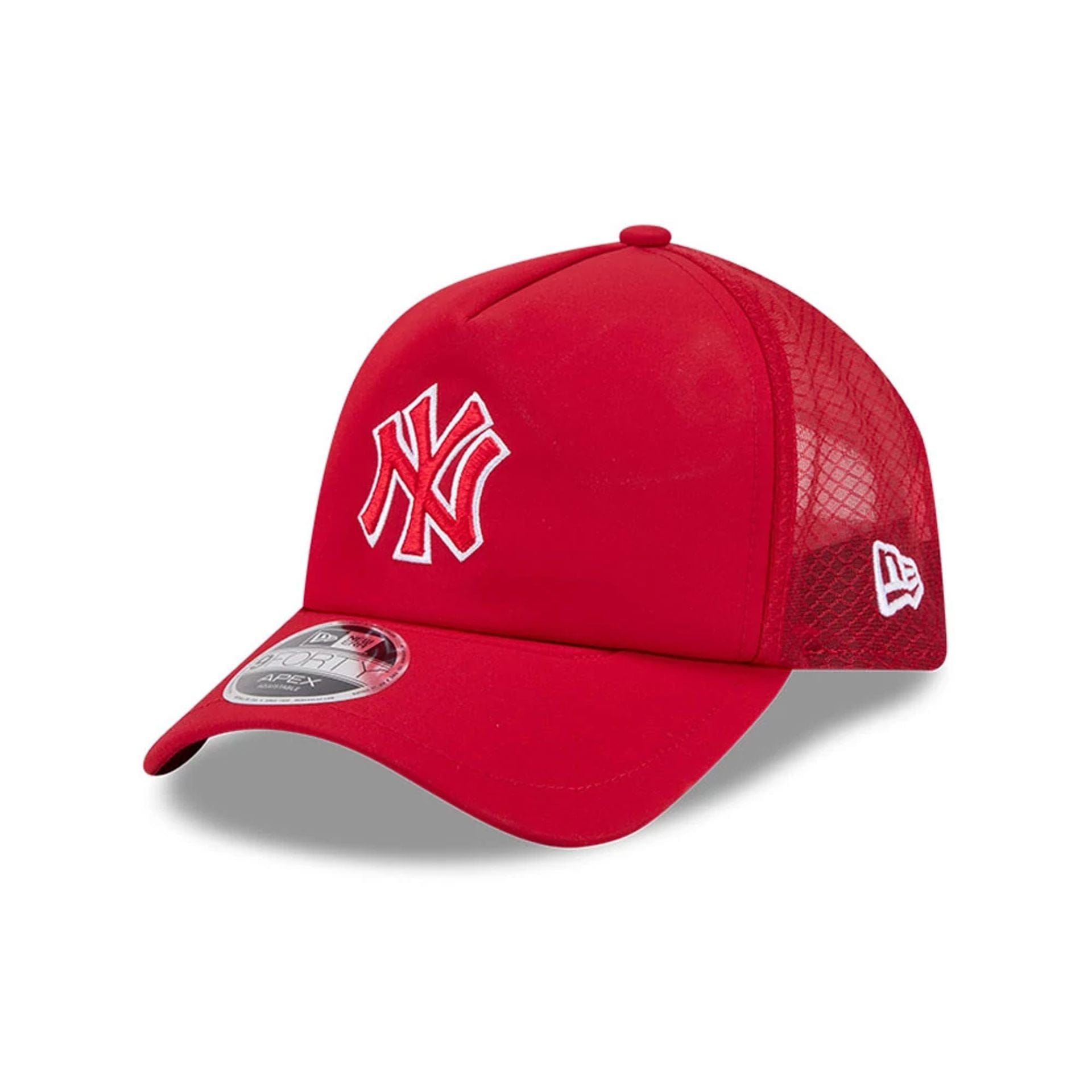 Pictured is this MLB Batting Practice 2026 New York Yankees 9FORTY Apex cap in Red. 1