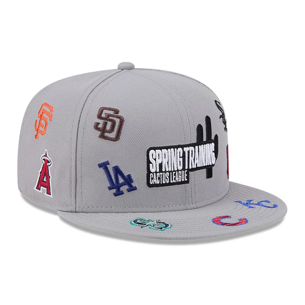 Pictured is this MLB Scattered Cactus League Logo 9FIFTY Snapback cap in grey. 3