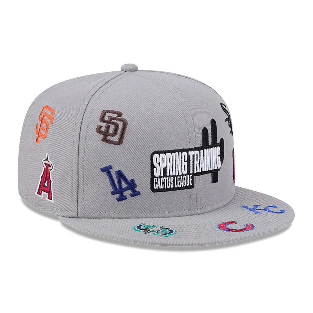 Pictured is this MLB Scattered Cactus League Logo 9FIFTY Snapback cap in grey. 3
