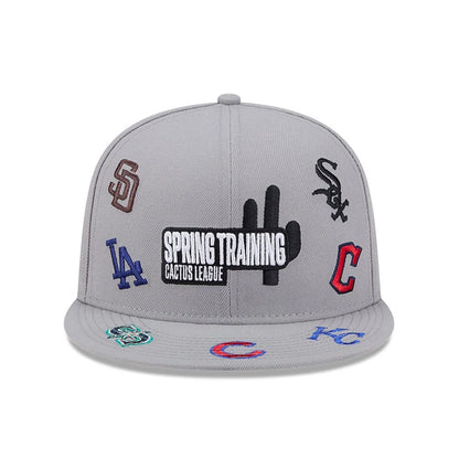 Pictured is this MLB Scattered Cactus League Logo 9FIFTY Snapback cap in grey. 2