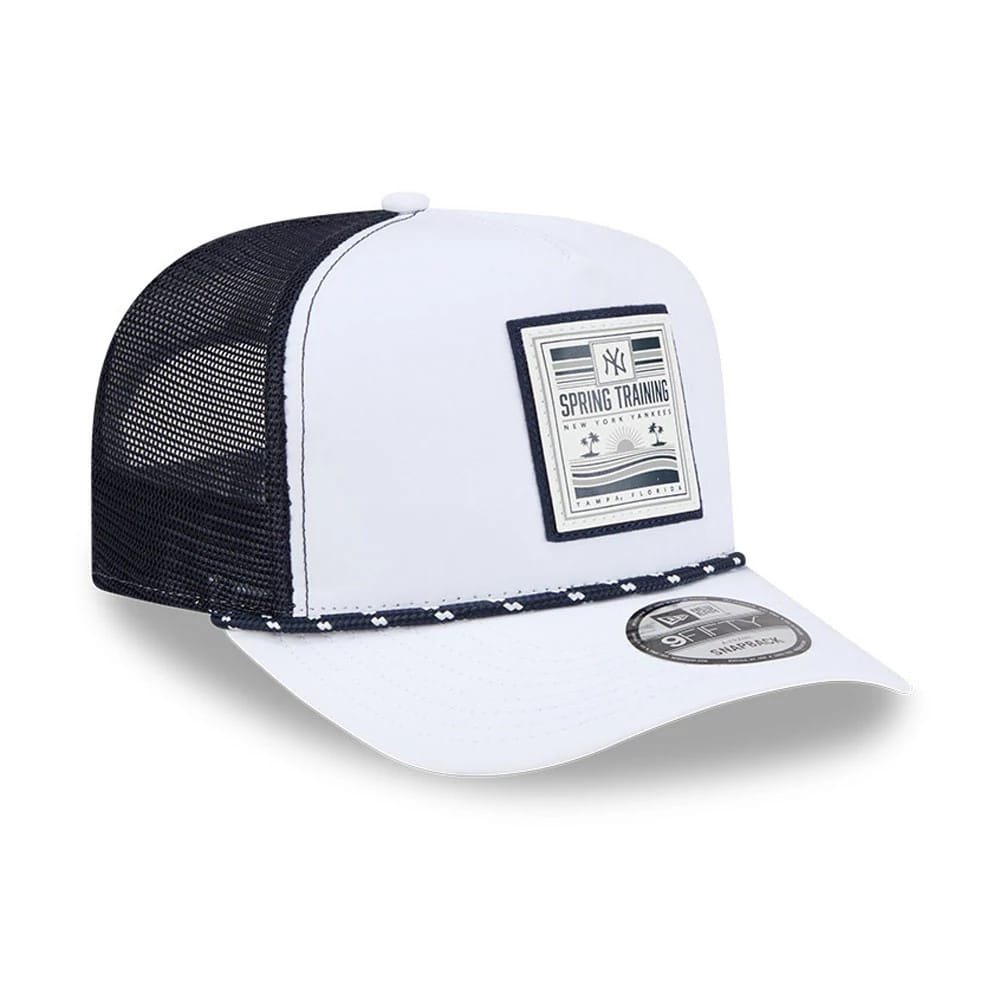 Pictured is this MLB Lines New York Yankees 9FIFTY A-Frame Snapback cap in white. 4
