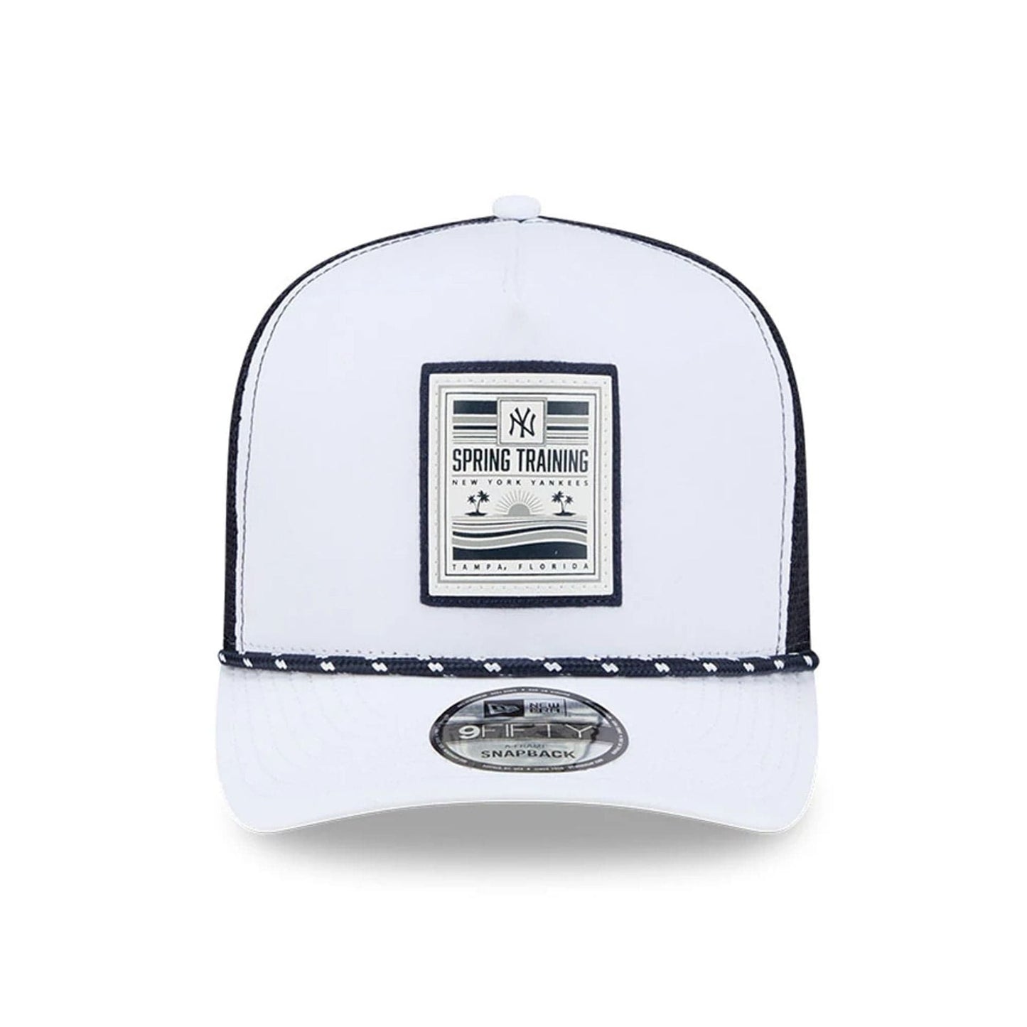 Pictured is this MLB Lines New York Yankees 9FIFTY A-Frame Snapback cap in navy. 3