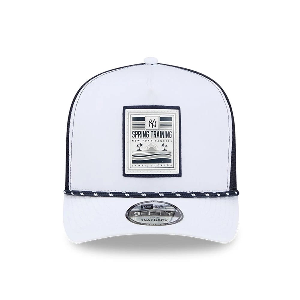Pictured is this MLB Lines New York Yankees 9FIFTY A-Frame Snapback cap in white. 3