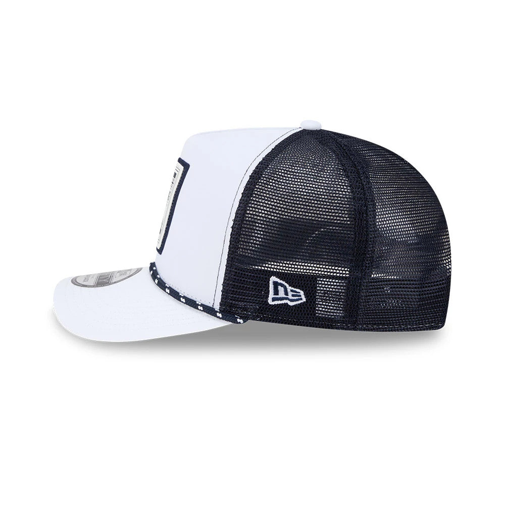Pictured is this MLB Lines New York Yankees 9FIFTY A-Frame Snapback cap in white. 5