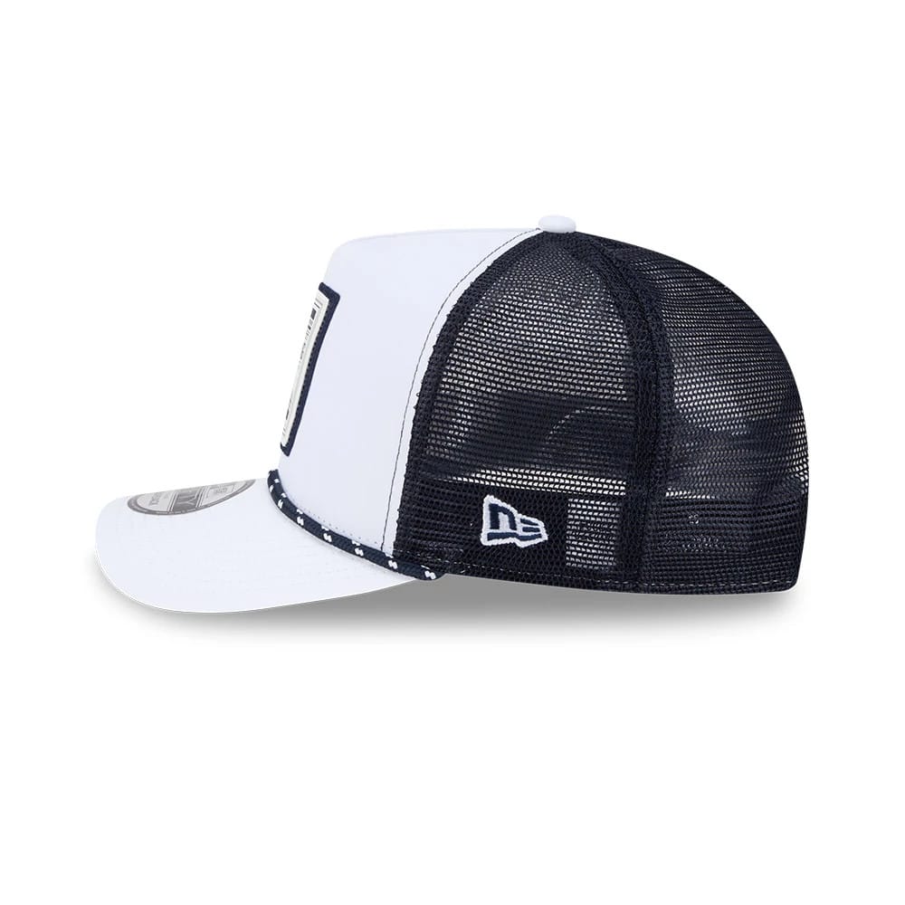 Pictured is this MLB Lines New York Yankees 9FIFTY A-Frame Snapback cap in white. 5