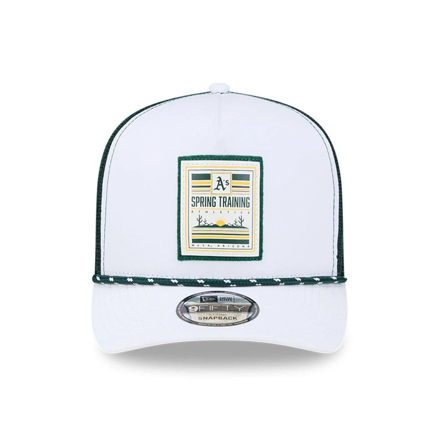 Pictured is this MLB Lines Athletics 9FIFTY A-Frame Snapback cap in dark green. 3