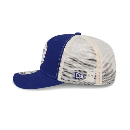 Pictured is this MLB Patch LA Dodgers 9SEVENTY Stretch Snap cap in dark blue. 5