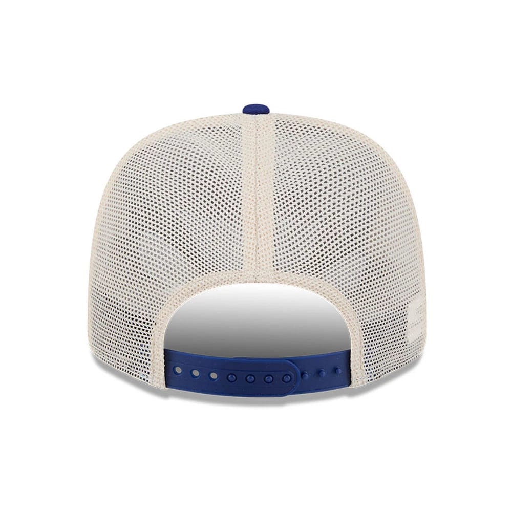 Pictured is this MLB Patch LA Dodgers 9SEVENTY Stretch Snap cap in dark blue. 7