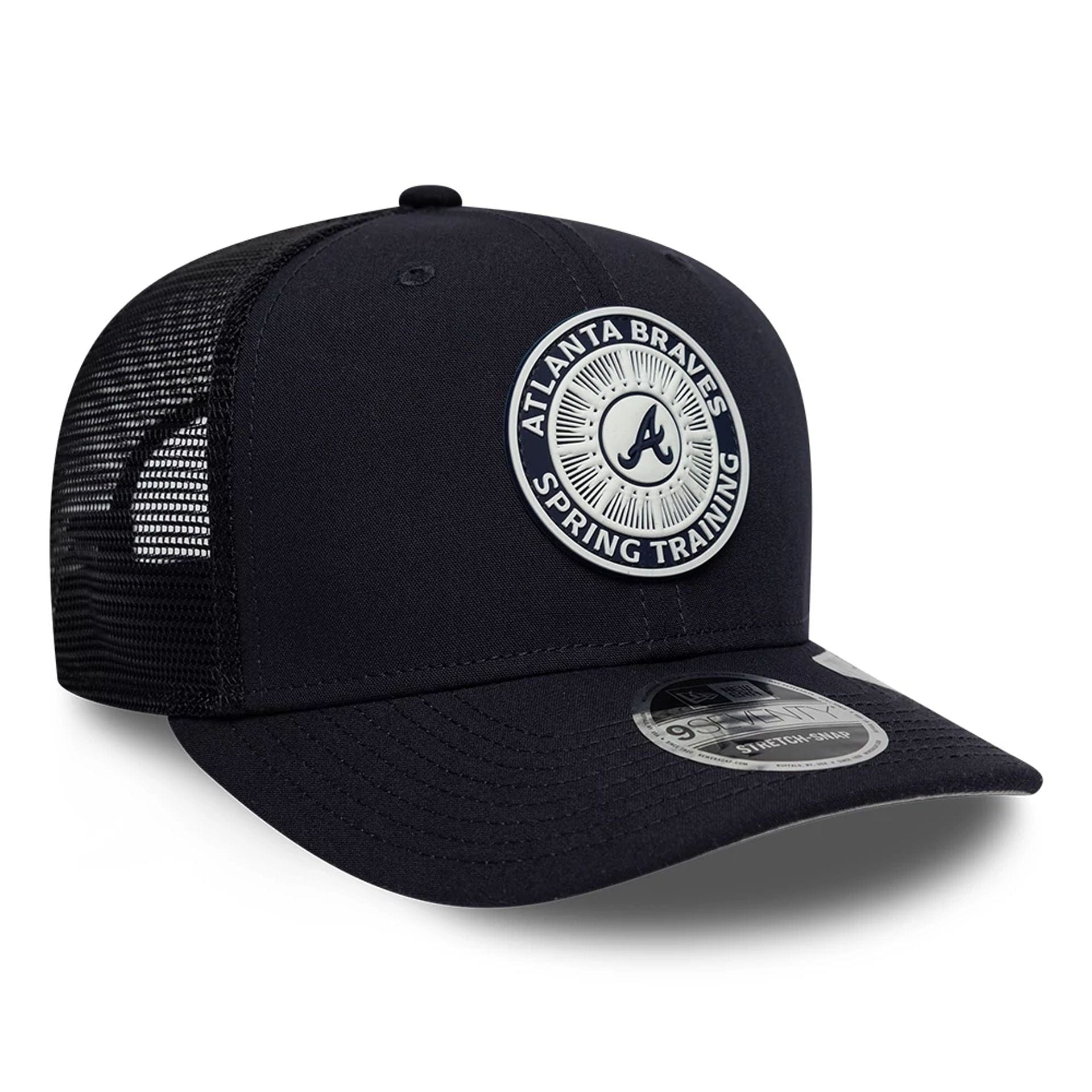 Pictured is this MLB Circles Atlanta Braves 9SEVENTY Stretch Snap cap in navy. 4