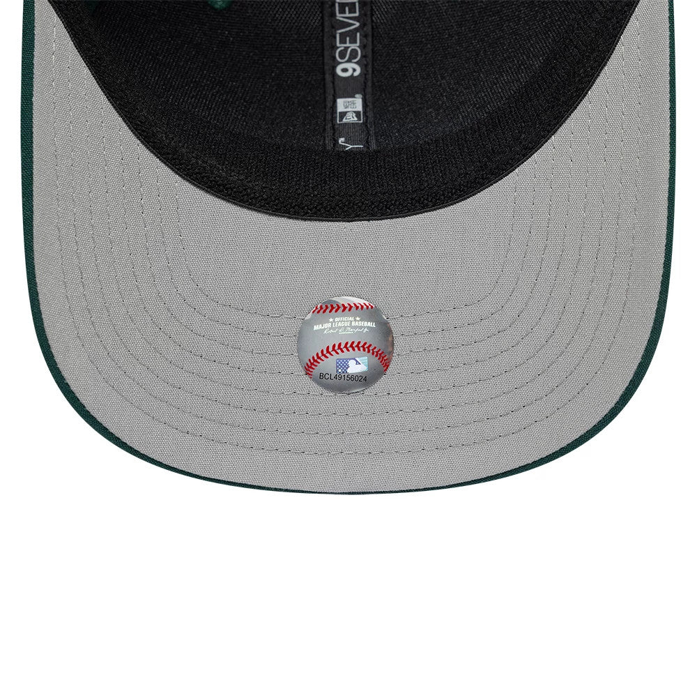 Pictured is this MLB Circles Athletics 9SEVENTY Stretch Snap cap in dark green. 2