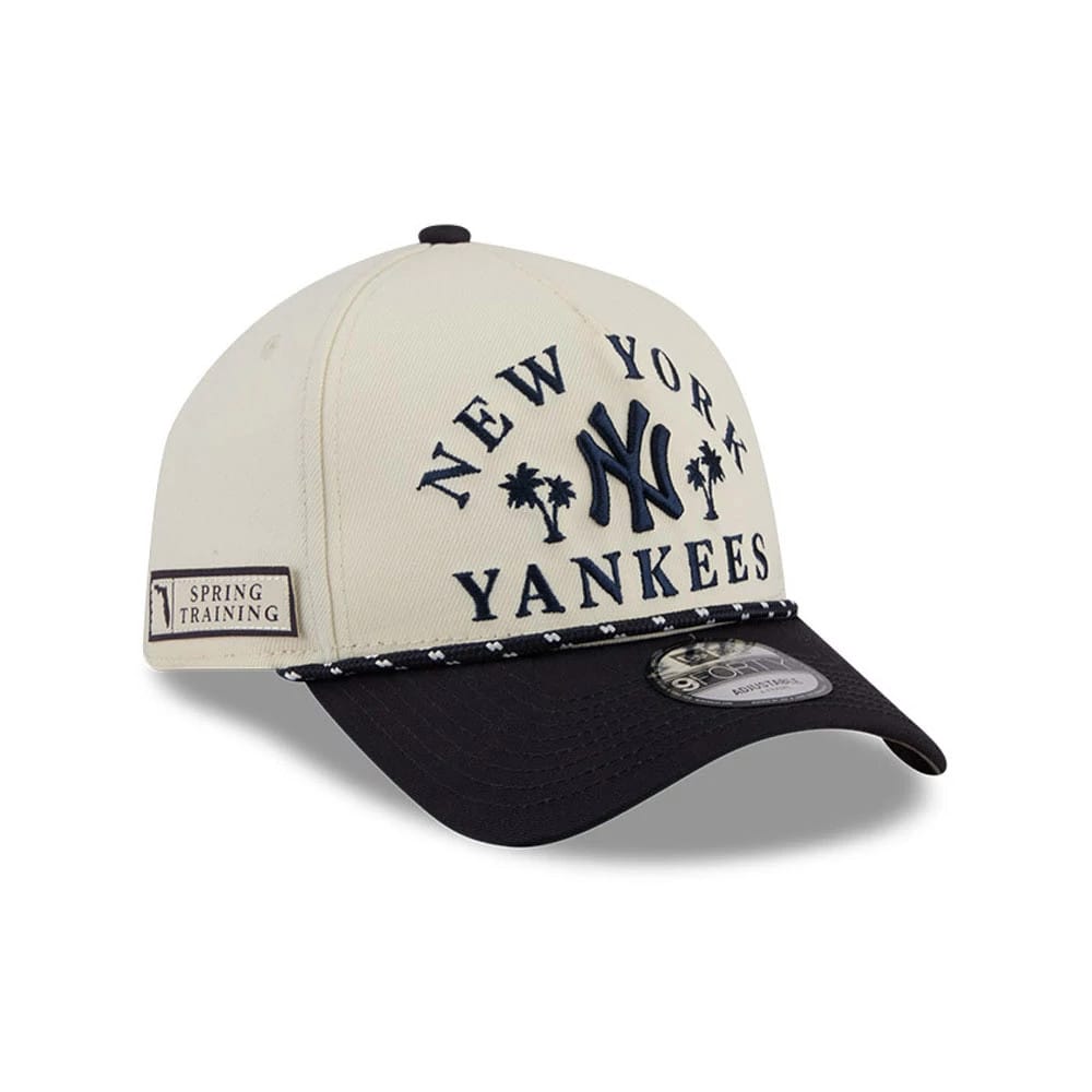 Pictured is this MLB Rope New York Yankees 9FORTY A-Frame cap in Cream. 1