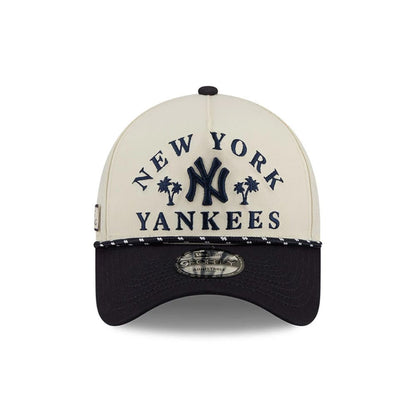 Pictured is this MLB Rope New York Yankees 9FORTY A-Frame cap in Cream. 3