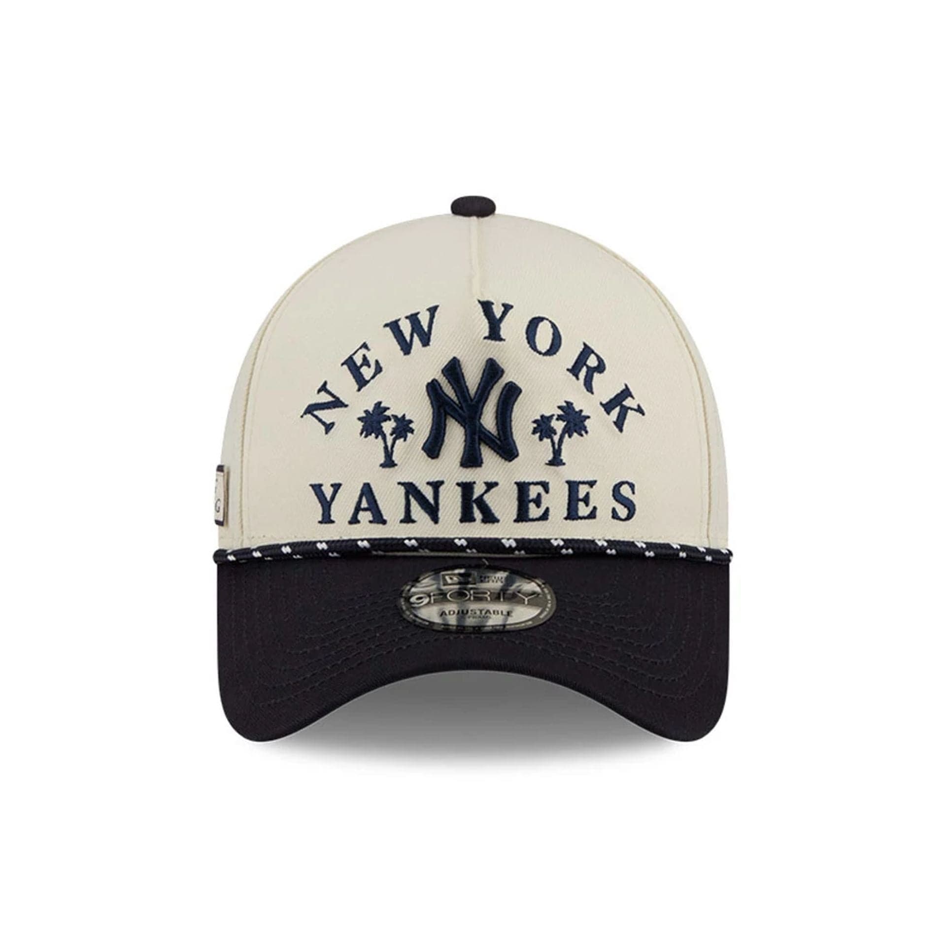 Pictured is this MLB Rope New York Yankees 9FORTY A-Frame cap in navy. 3