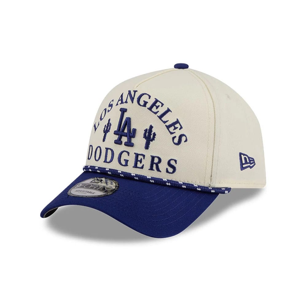 Pictured is this MLB Rope LA Dodgers 9FORTY A-Frame cap in cream. 4
