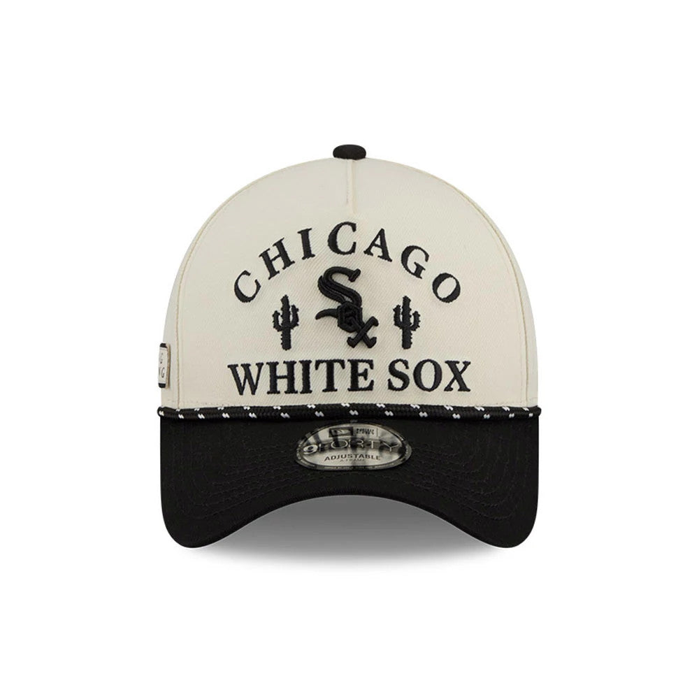 Pictured is this MLB Rope Chicago White Sox 9FORTY A-Frame cap in black. 3