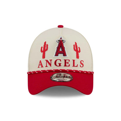 Pictured is this MLB Rope LA Angels 9FORTY A-Frame cap in red. 3