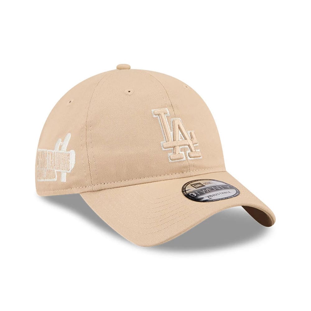 Pictured is this MLB Colours LA Dodgers 9TWENTY cap in light beige. 1