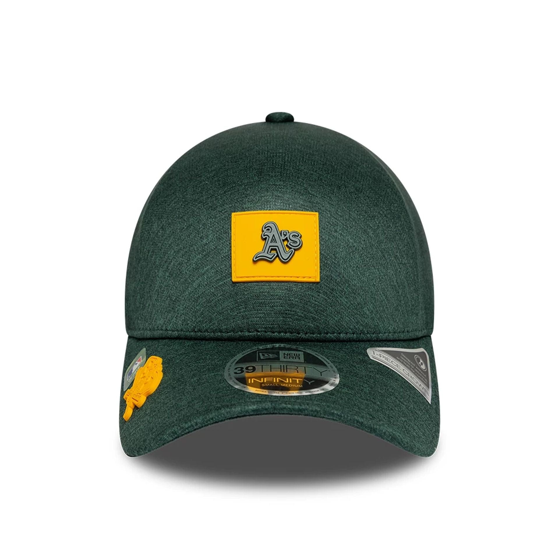 Pictured is this MLB Clubhouse Athletics 39THIRTY Infinity Stretch Fit cap in dark green. 2