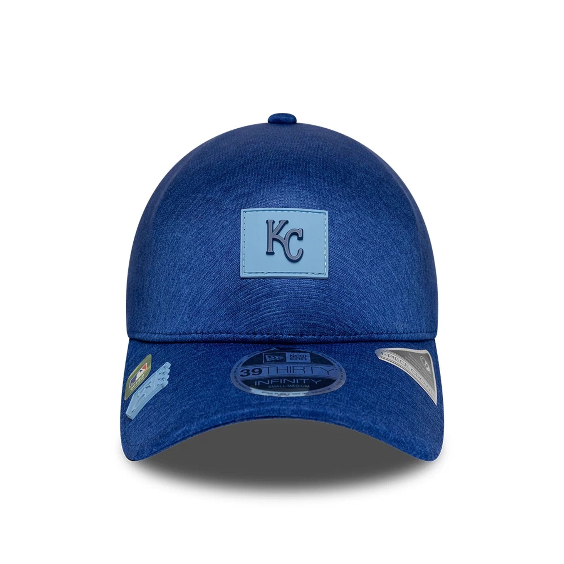 Pictured is this MLB Clubhouse Kansas City Royals 39THIRTY Infinity Stretch Fit cap in blue. 2