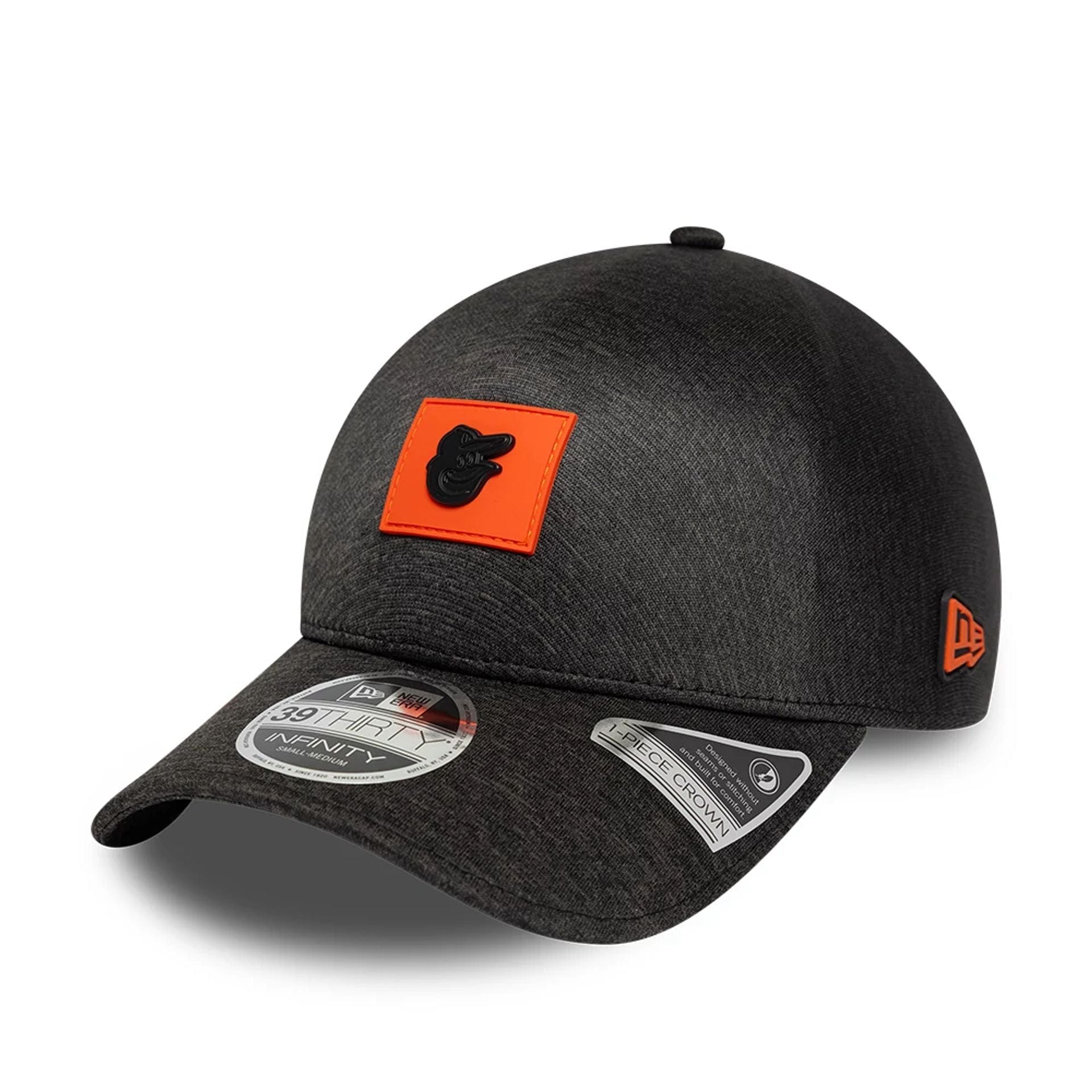 Pictured is this MLB Clubhouse Baltimore Orioles 39THIRTY Infinity Stretch Fit cap in black. 1