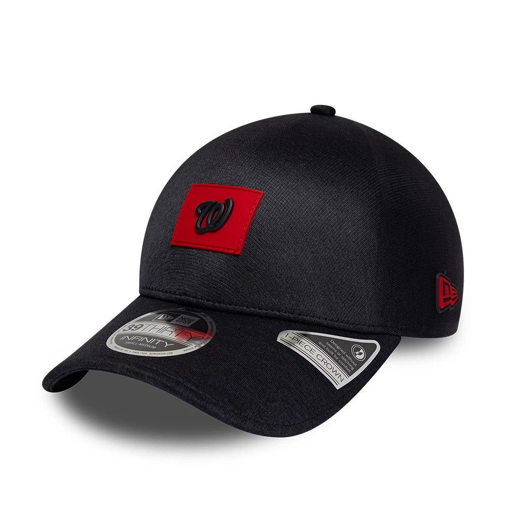 Pictured is this MLB Clubhouse Washington Nationals 39THIRTY Infinity Stretch Fit cap in black. 3