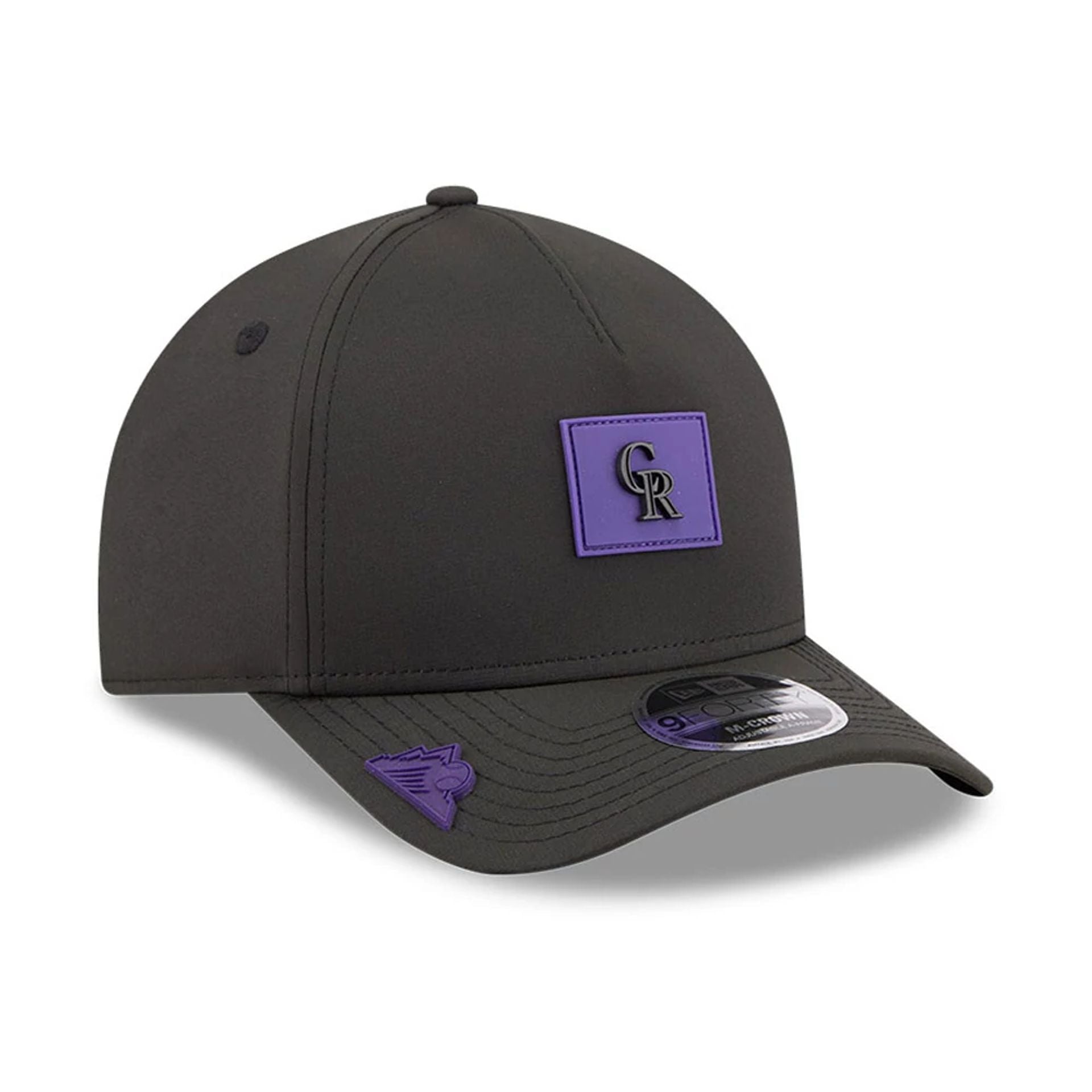 Pictured is this MLB Clubhouse Colorado Rockies 9FORTY M-Crown A-Frame cap in black. 1