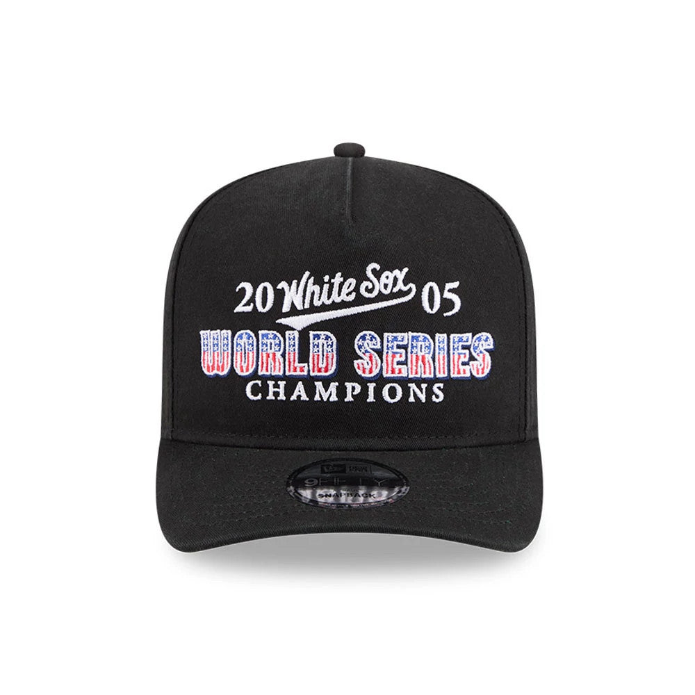Pictured is this MLB Historic Chicago White Sox 9FIFTY A-Frame Snapback cap in black. 3