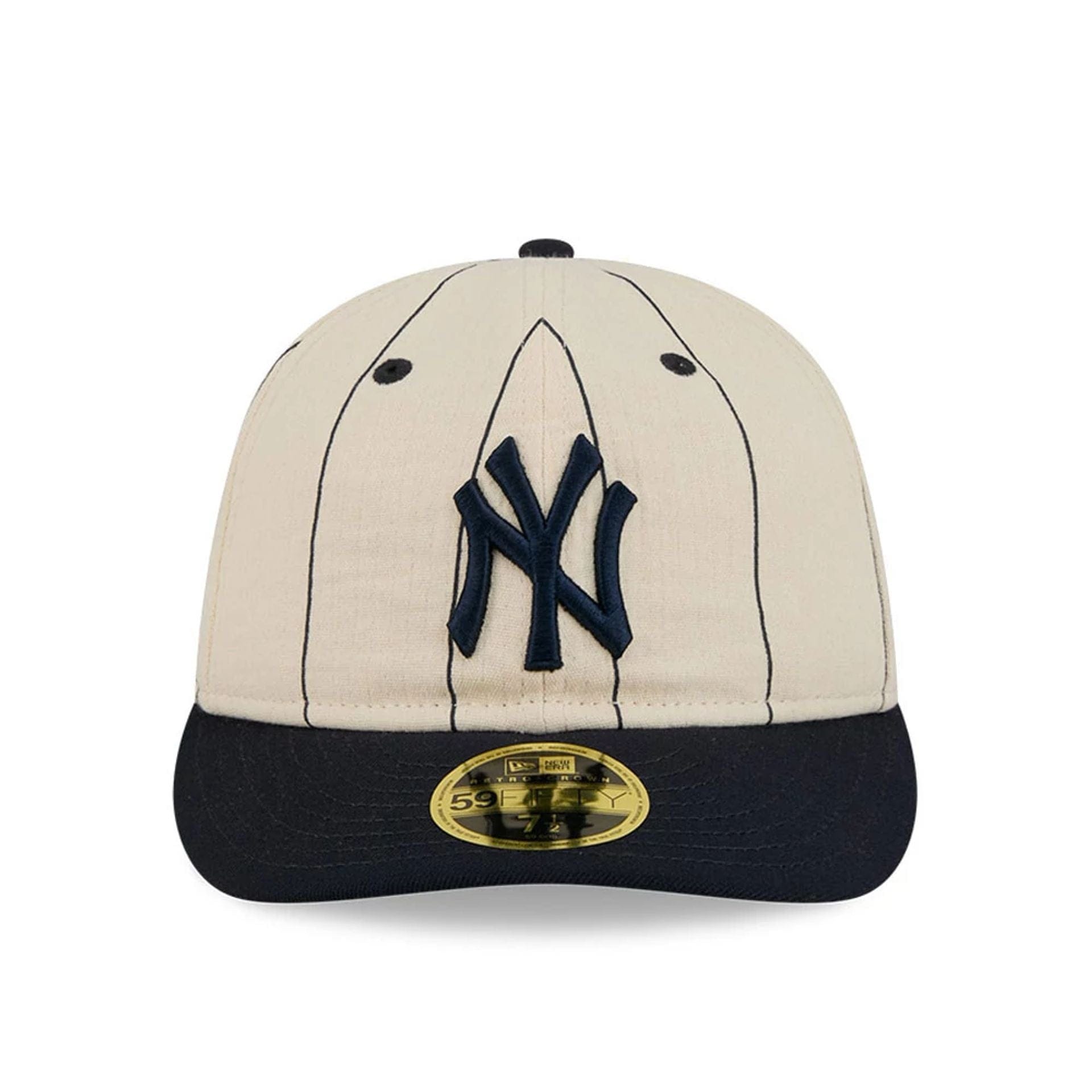 Pictured is this MLB Linen New York Yankees Retro Crown 59FIFTY Fitted cap in navy. 3