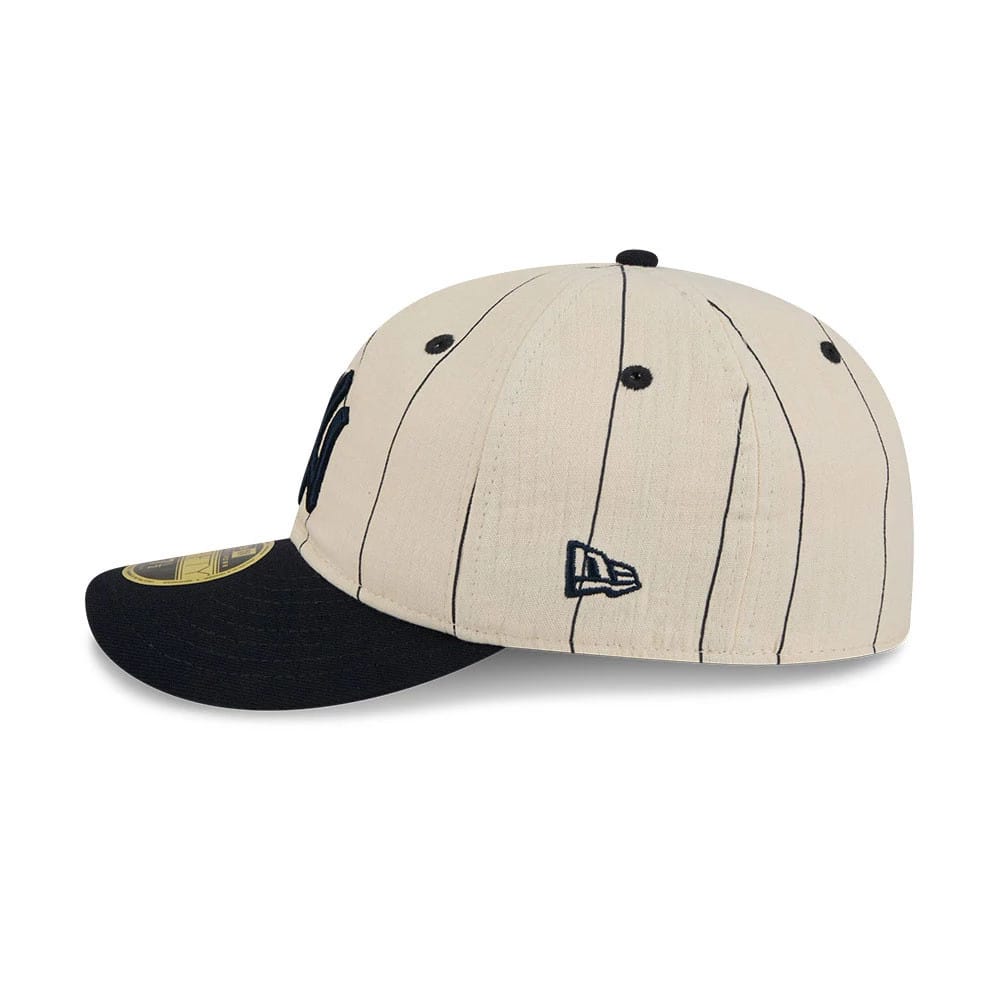 Pictured is this MLB Linen New York Yankees Retro Crown 59FIFTY Fitted cap in Cream. 5