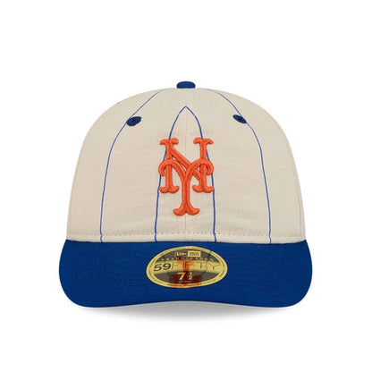 Pictured is this MLB Linen New York Mets Retro Crown 59FIFTY Fitted cap in Cream. 3