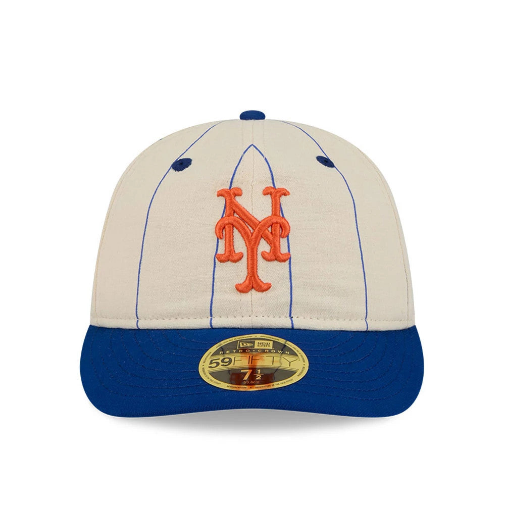 Pictured is this MLB Linen New York Mets Retro Crown 59FIFTY Fitted cap in Cream. 3