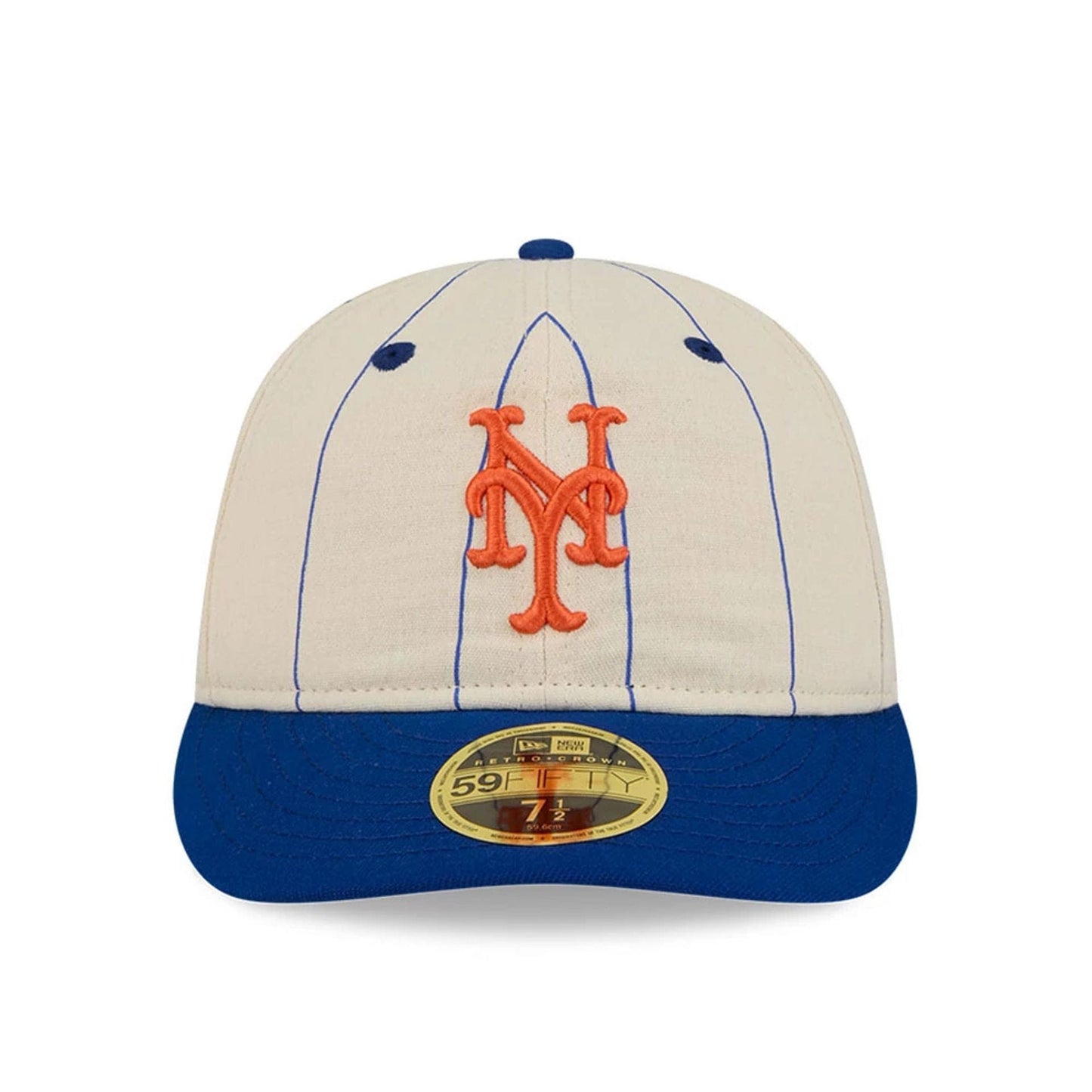 Pictured is this MLB Linen New York Mets Retro Crown 59FIFTY Fitted cap in blue. 3