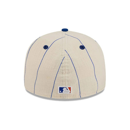 Pictured is this MLB Linen New York Mets Retro Crown 59FIFTY Fitted cap in Cream. 7