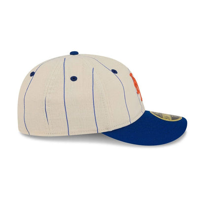 Pictured is this MLB Linen New York Mets Retro Crown 59FIFTY Fitted cap in Cream. 6