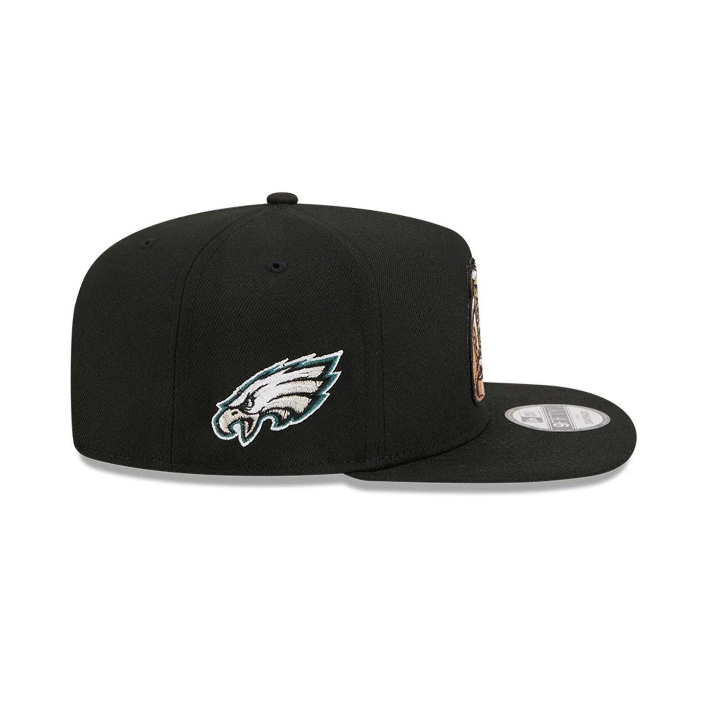 Pictured is this NFL Ring Philadelphia Eagles 9FIFTY A-Frame Snapback cap in black. 5