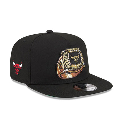 Pictured is this NBA Ring Chicago Bulls 9FIFTY A-Frame Snapback cap in black. 1