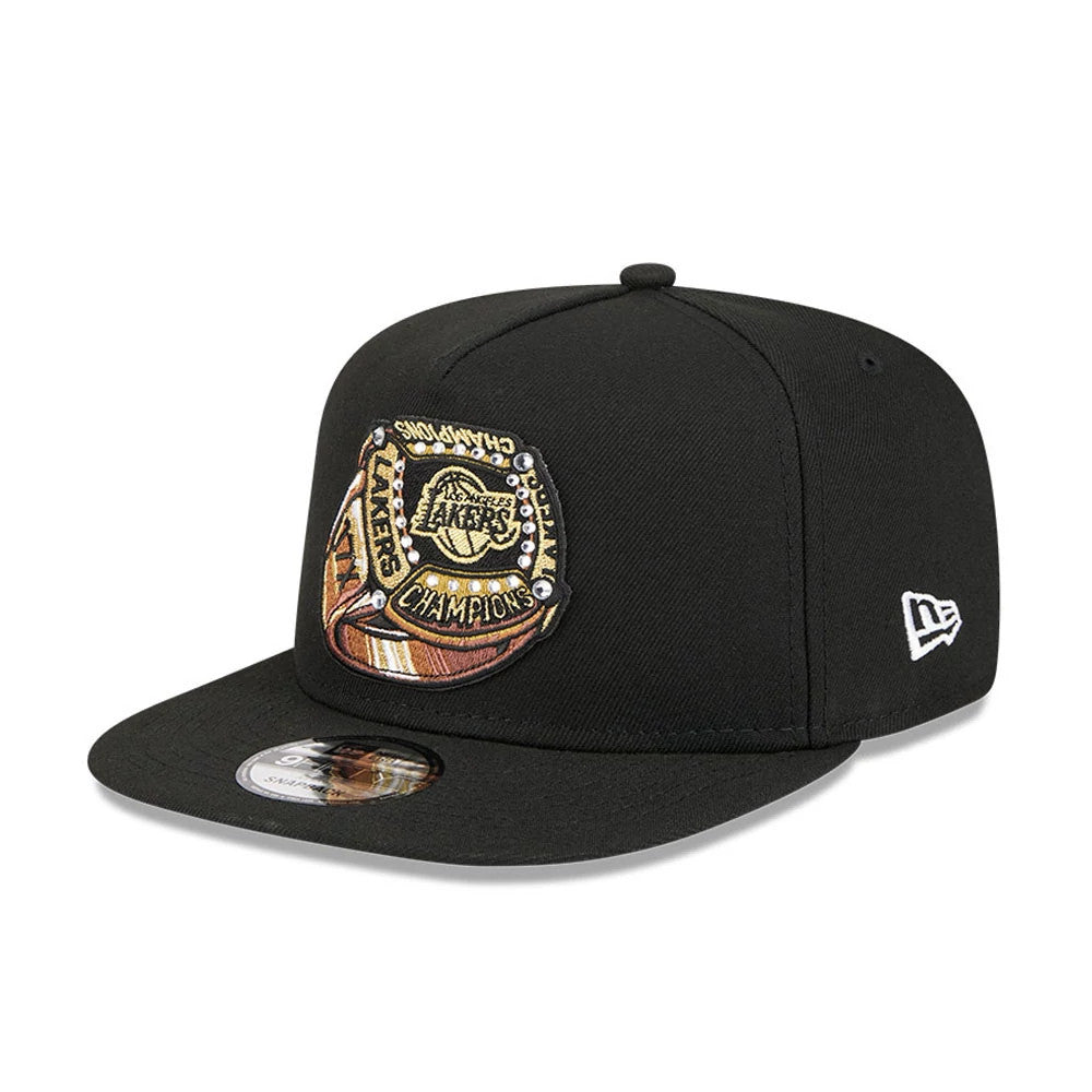 Pictured is this NBA Ring LA Lakers 9FIFTY A-Frame Snapback cap in black. 4