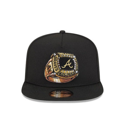 Pictured is this MLB Ring Atlanta Braves 9FIFTY A-Frame Snapback cap in black. 3