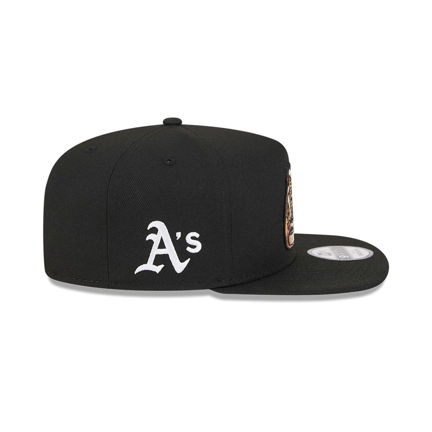 Pictured is this MLB Ring Athletics 9FIFTY A-Frame Snapback cap in black. 5