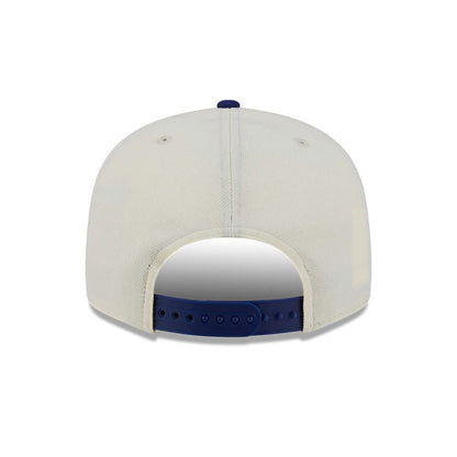 LA Dodgers MLB Localized White New Era 9FIFTY Snapback Adjustable Cap, rear view showing the plain back with a structured white crown and a contrasting blue adjustable snap closure for a customised fit.