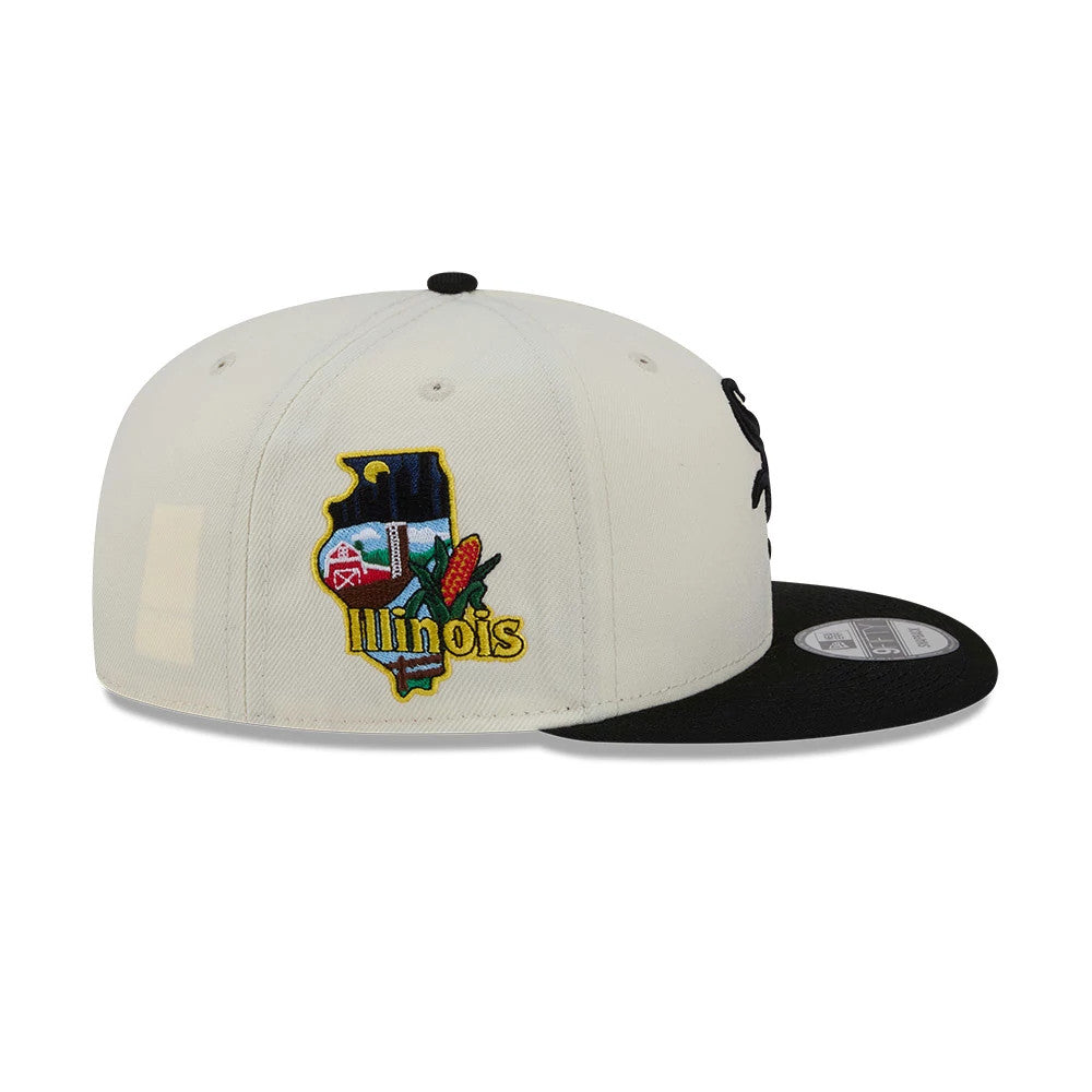 Pictured is this MLB Localized Chicago White Sox 9FIFTY Snapback cap in white. 5