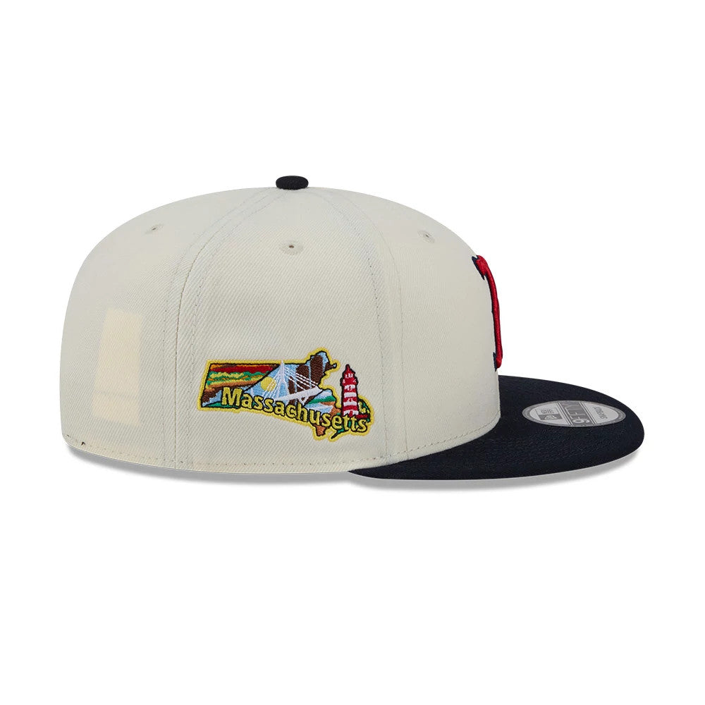Pictured is this MLB Localized Boston Red Sox 9FIFTY Snapback cap in white. 5