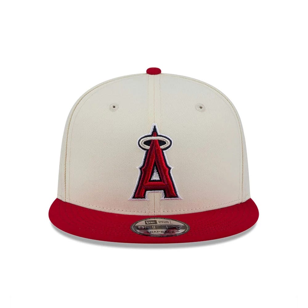 Pictured is this MLB Localized LA Angels 9FIFTY Snapback cap in white. 3