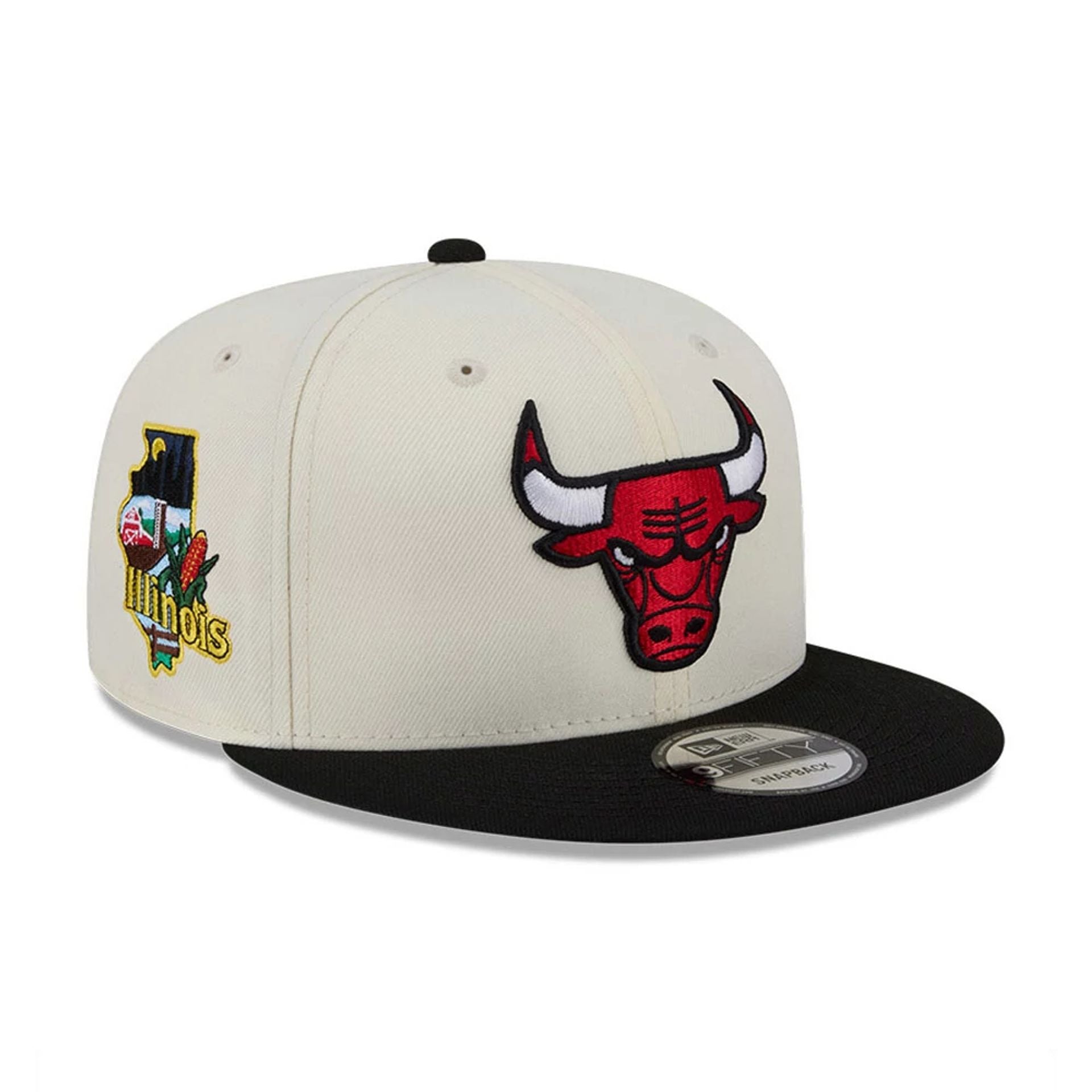 Pictured is this NBA Localized Chicago Bulls 9FIFTY Snapback cap in white. 1